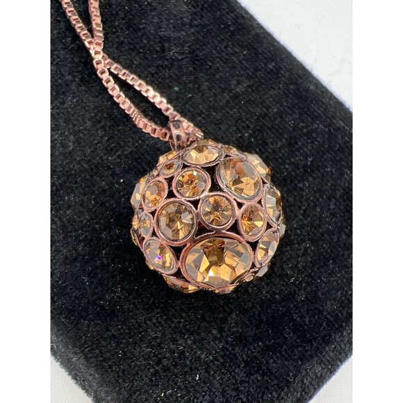 Fossil Rose Gold Crystal Ball Pendant Necklace With Decorative Key Clasp - Picture 7 of 7